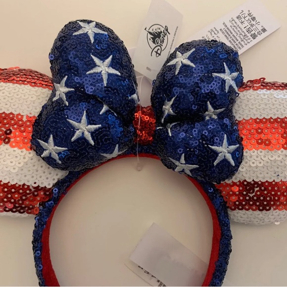 Disney Stars Stripes Americana Minnie Mickey Ears Headband Flag 4th July WDW - Picture 2 of 6
